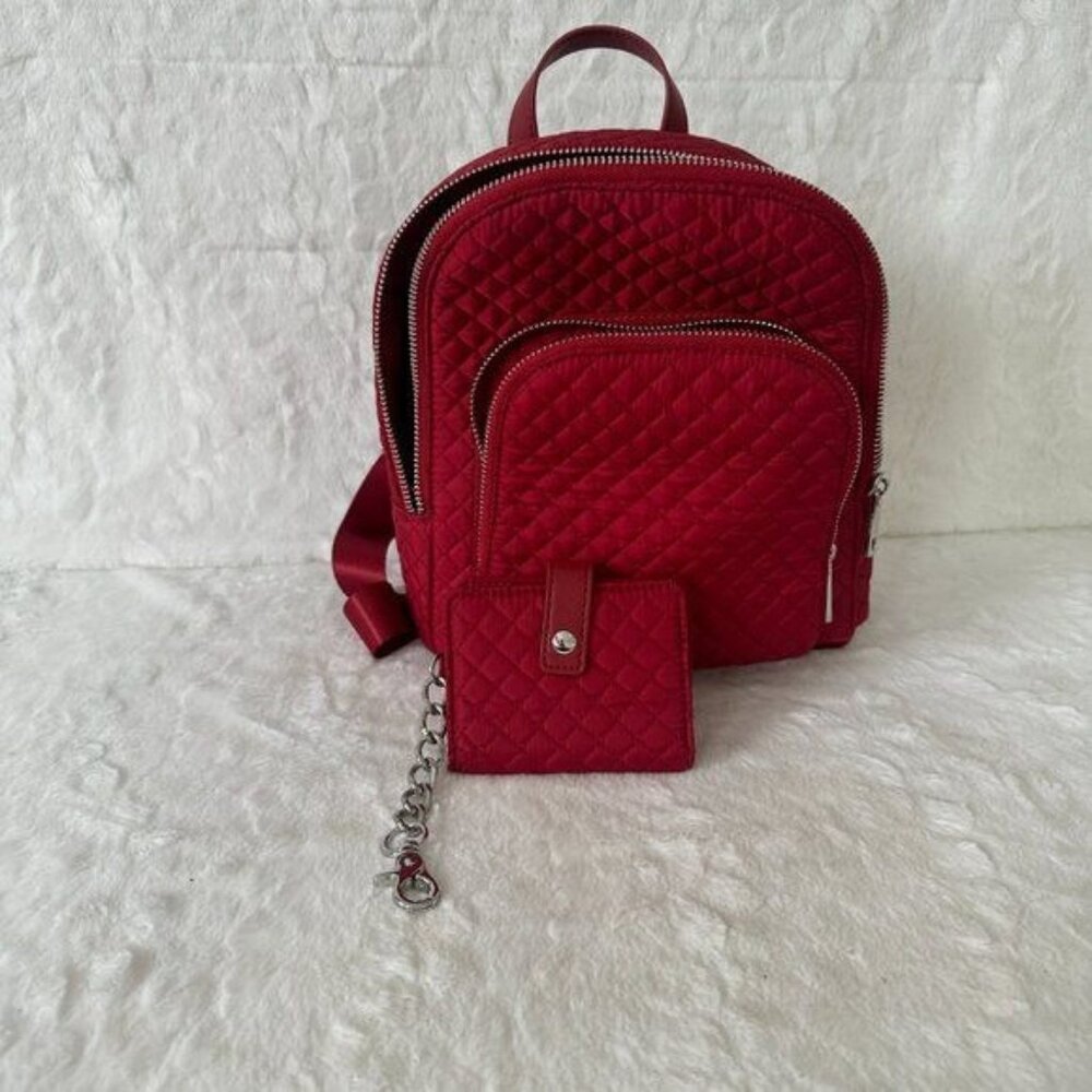 New Cynthia Rowley Quilted Mini Red Backpack with matching wallet